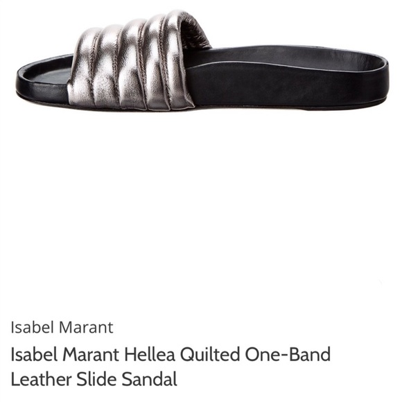 DYT Type 4! Isabel Marant HELLEA Metallic Silver Leather Slides Sandals in 35 - Picture 7 of 8